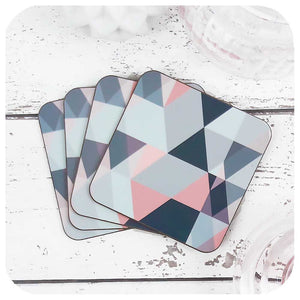 Scandi geometric Coasters in Blush Pink and Grey, set of 4 | The Inkabilly Emporium