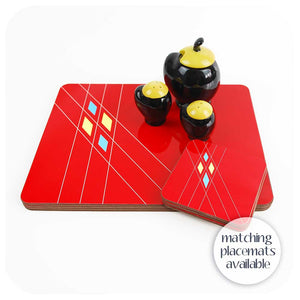 Matching Mid Century Geometric Placemats in Red also available | The Inkabilly Emporium