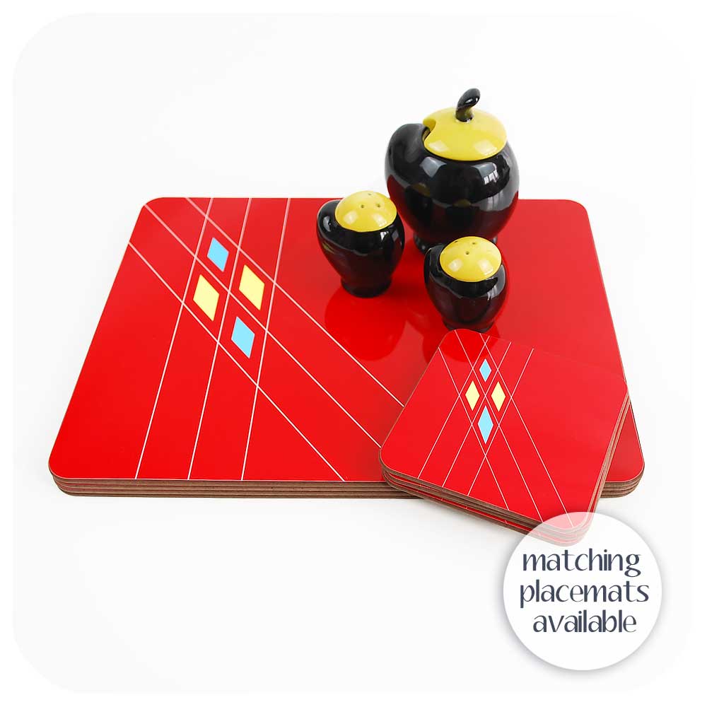 Matching Red Mid Century Geometric Argyle Placemats also available | The Inkabilly Emporium