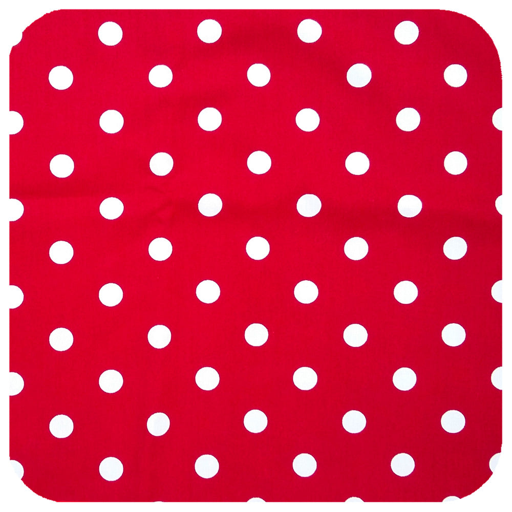 Red Polka Dot Bandana. Close up of fabric| The Inkabilly Emporium