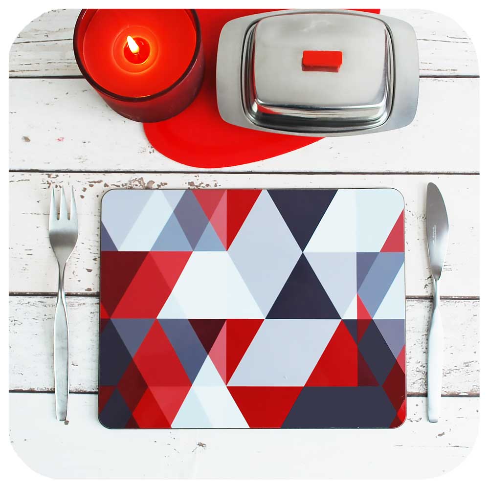 Seconds Scandi Geometric Placemats in Red, Set of 4