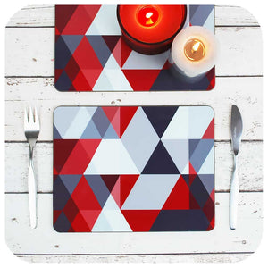 Scandi Geometric Placemats in Red & Grey | The Inkabilly Emporium