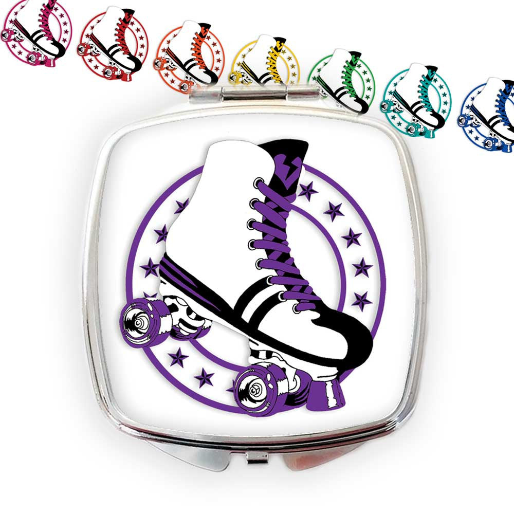Retro Roller Skate Compact Mirror, available in 8 colours | The Inkabilly Emporium