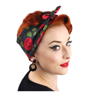 Rockabilly Rose Bandana, side view | The Inkabilly Emporium