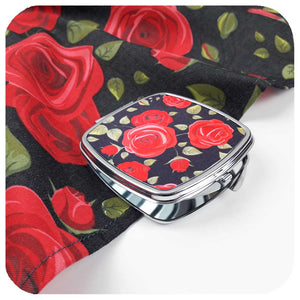Rockabilly Rose Gift Set | Red Roses headscarf & matching compact mirror | The Inkabilly Emporium