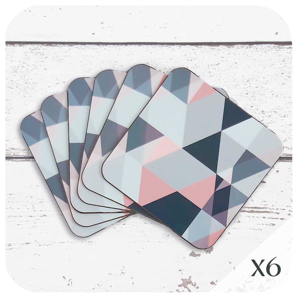 Scandi Geometric Coasters in Blush Pink and Grey | The Inkabilly Emporium