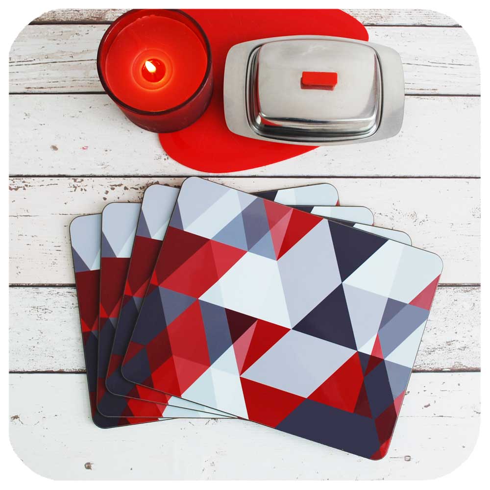 Scandinavian Style Table Mats in Red & Grey | The Inkabilly Emporium