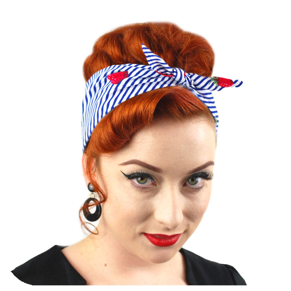 Strawberries & Stripes Bandana | The Inkabilly Emporium
