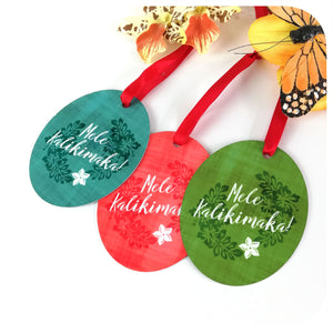 Tiki Christmas Tree Decorations - Set of 3 - Mele Kalikimaka on the back | The Inkabilly Emporium