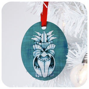  Blue Tiki Mask Christmas Decoration | The Inkabilly Emporium