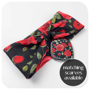 Rockabilly Rose Headscarf and compact mirror | The Inkabilly Emporium