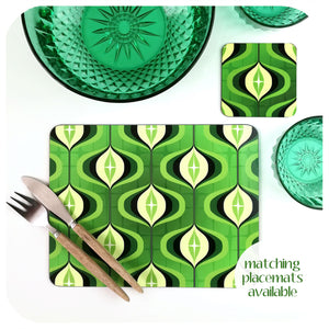 Green 70s Op Art placemats available | The Inkabilly Emporium