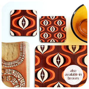 1970s Op Art Placemats & coasters in brown | The Inkabilly Emporium