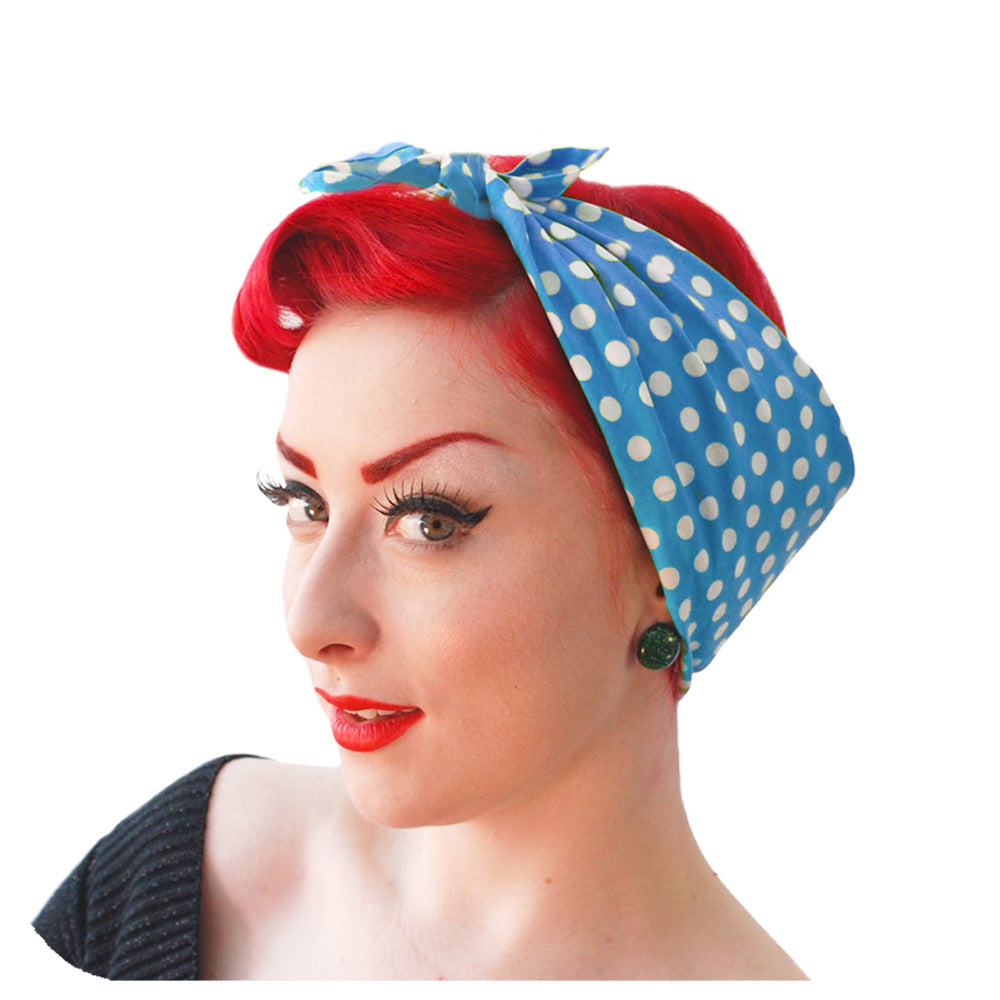 Pale Blue Polka Dot Bandana | The Inkabilly Emporium